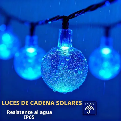 Vista 3 de Tira de luces de 20 LED, decoraciones de globo de cristal, luces solares extra brillantes para exteriores con 8 modos de iluminación, impermeables