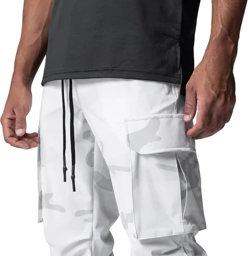 Vista 3 de DIOTSR Pantalones deportivos ligeros para hombre, pantalones deportivos tipo cargo para hombre, pantalones de entrenamiento delgados con bolsillos