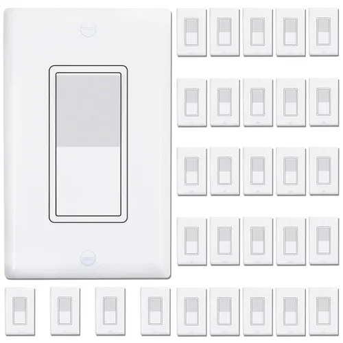Vista 13 de ThunderWay - Interruptor de luz para decoración de 3 vías con placas de pared, 15 A 120/277 V, interruptores basculantes de pared Decora de tres