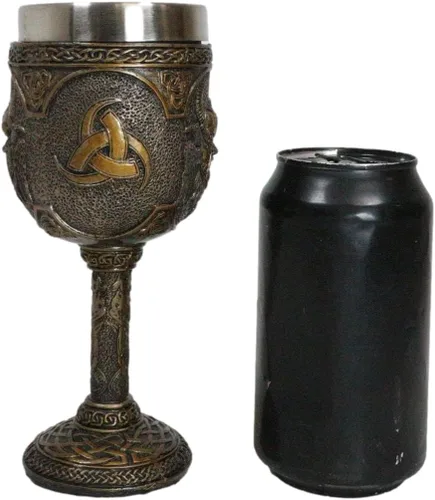 Vista 8 de Ebros Mitología nórdica Viking Alfather Odin God Of Asgard 7oz resina copa de vino cáliz con forro de acero inoxidable regla asgardiana Thor Loki