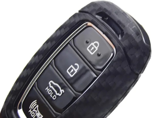 Vista 4 de Zorratin Funda para llavero de silicona de carbono + llavero para Hyundai Kona Azera Grandeur IG Elantra GT Santa Fe Veloster Venue 2018 2019 2020