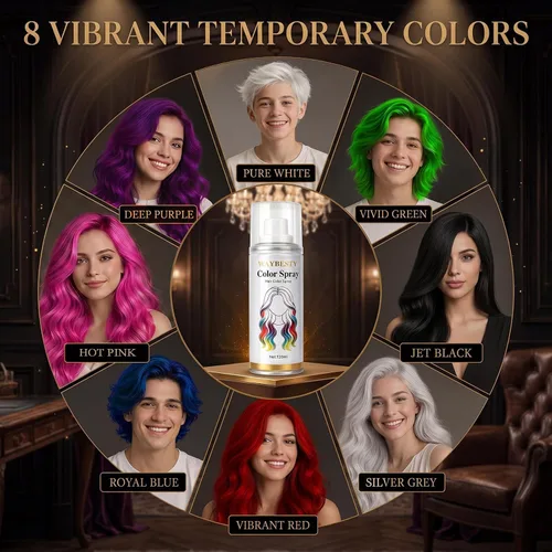Vista 6 de Color de spray para el cabello gris, color de cabello temporal natural