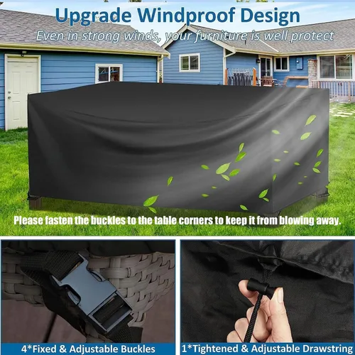 Vista 3 de Funda para mesa de exterior, fundas impermeables para muebles de patio, funda rectangular 420D para sofá de exterior, fundas de patio para sofá