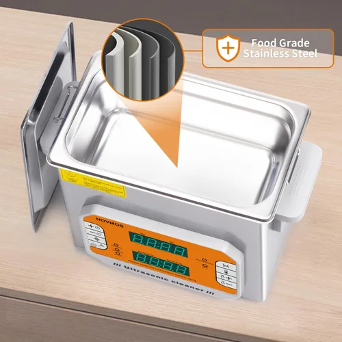 Vista 4 de Limpiador ultrasónico, 3L 120 W, control de pantalla táctil, máquina de limpieza ultrasónica con temporizador y calentador, limpiador sónico