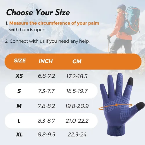 Vista 6 de FREETOO Waterproof Winter Gloves with Fleece Lining for Cold Weather for Men, Windproof Touchscreen Warm Gloves for Snow Running Cycling Driving