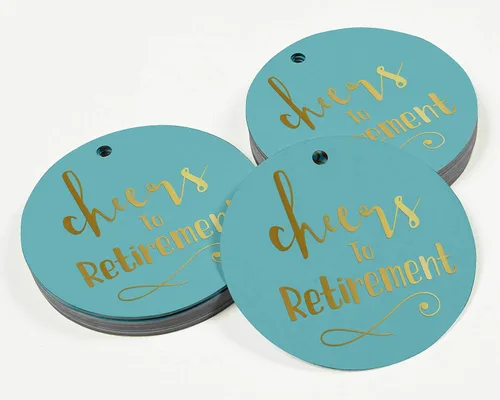 Vista 3 de Etiquetas de papel para colgar con texto en inglés "Cheers to Retirement Wall" (50 unidades)