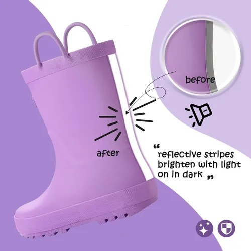 Vista 4 de KomForme - Botas impermeables de goma con asas para la lluvia en color mate para niñas