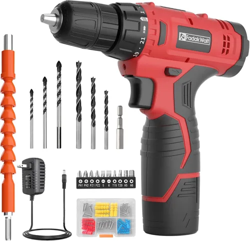 Vista 8 de FADAKWALT Juego de destornilladores inalámbricos de 12 V, kit de herramientas eléctricas de 179 piezas con batería y cargador, portabrocas sin llave