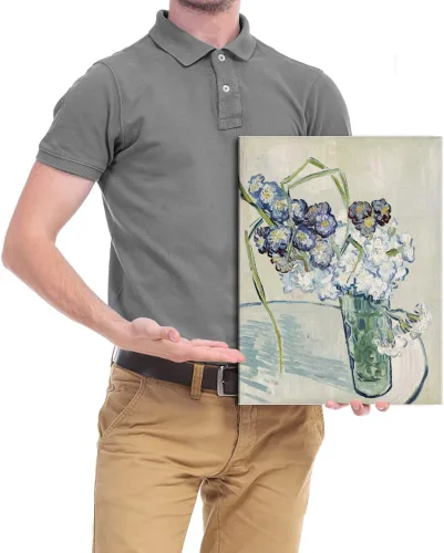 Vista 6 de Wieco Art Vidrio con impresión en lienzo de claveles, arte floral clásico de Van Gogh, arte de pared moderno y famoso listo para colgar