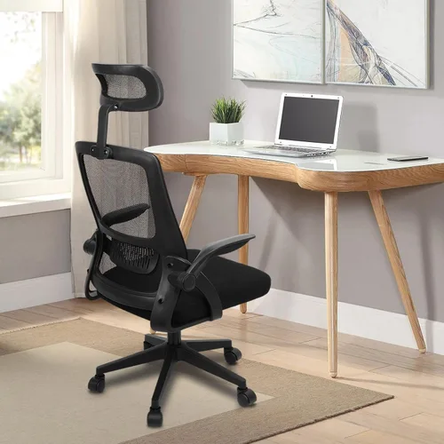 Vista 2 de Silla de oficina ergonómica, silla de juegos de PC, silla giratoria de malla ajustable para computadora, silla de oficina con reposacabezas