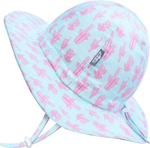 Vista 18 de JAN & JUL Sombrero de sol ajustable de algodón con protección UPF 50+ para niñas Tropical Fresco