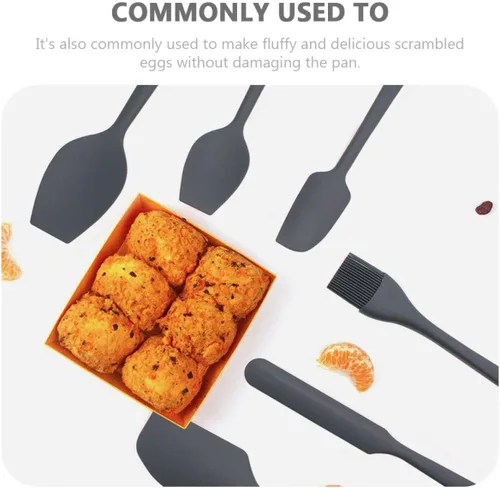 Vista 8 de Silicone Baking Spatulas Dual-color Cake Cream Scrapers Heat Resistant Design Mixing Tools for Kitchen Reusable Non-stick Silicone Baking Utensils