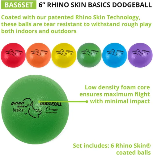 Vista 7 de Champion Sports Rhino Skin Dodgeballs: juego básico de 6 pulgadas para niños + juego de 8 pulgadas para niños mayores y adultos