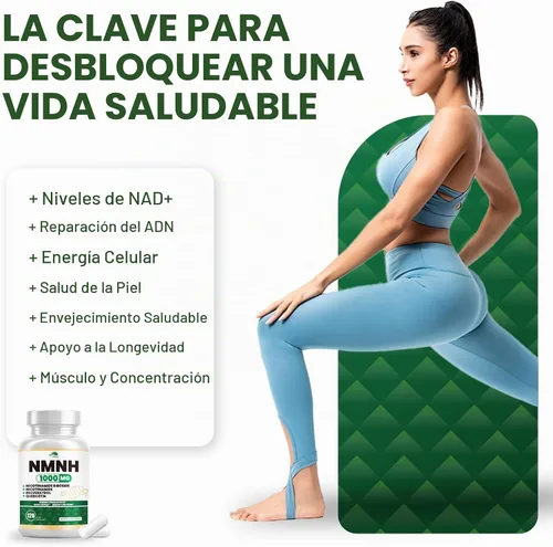 Vista 5 de NMNH (Mononucleótido de Dihidronicotinamida), Suplemento NMNH de 1000mg de Mononucleótido de Nicotinamida Pura, Alternativa de Suplemento NAD