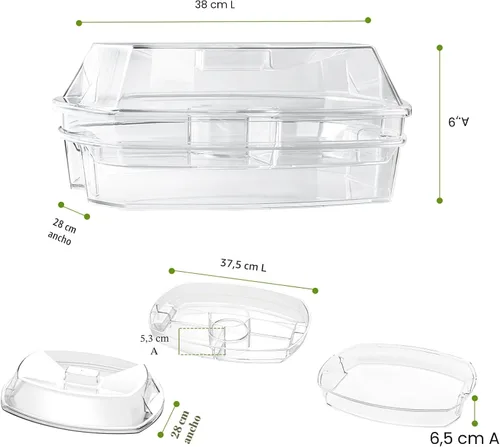 Vista 5 de IVYHOME Bandeja de servir refrigerada de 3 niveles con tapa, bandeja de servir frutas con hielo de 15 pulgadas con 4 compartimentos, plato