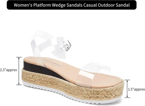 Vista 6 de Vepose Sandalias de plataforma 876 para mujer, con doble correa elástica, bonita sandalia de verano con punta abierta