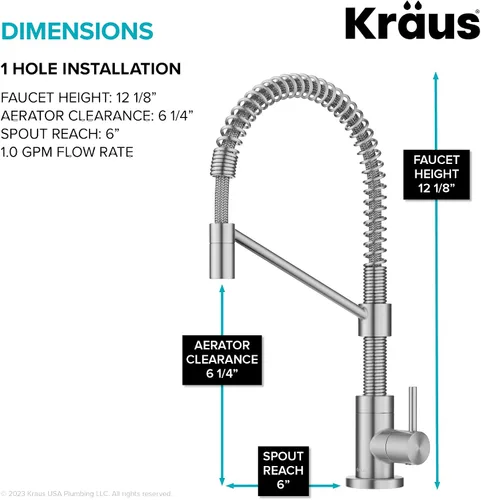 Vista 6 de KRAUS Bolden Grifo de filtro de agua potable de una sola manija para ósmosis inversa o sistema de filtración de agua en acero inoxidable sin Acero