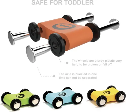 Vista 6 de TOP BRIGHT Juguete de rampa de coche para regalos de niños de 2 a 3 años, juguete de pista de carreras para niños de 18 meses con 4 autos de madera