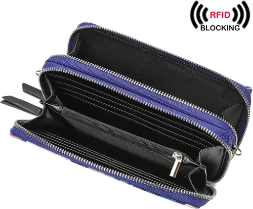 Vista 2 de Lanyani Cartera cruzada RFID con bolsillo para teléfono para mujer, cuero vegano