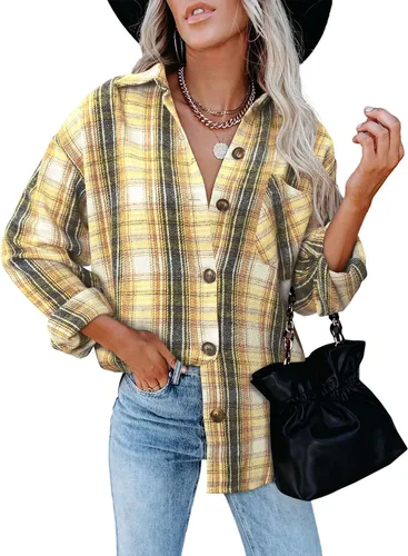 Vista 35 de ZOLUCKY Chaqueta de manga larga con botones para mujer, talla grande, blusas