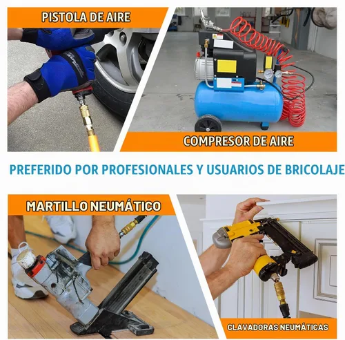 Vista 5 de SUNGATOR 8 piezas de accesorios de manguera de aire NPT de 1/4 pulgadas, accesorios de conexión rápida de línea de aire de latón macizo de 1/4