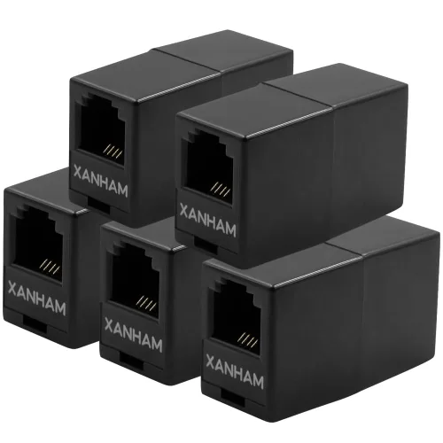 Vista 8 de Acoplador RJ11 (paquete de 2) Conector de cable de línea telefónica Adaptador 6P4C Conexión recta hembra a hembra para extensión de cable