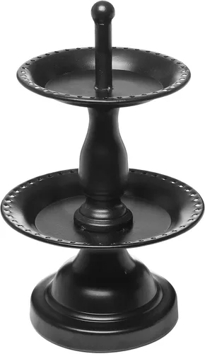 Vista 7 de MyGift Organizador de almacenamiento de aretes, árbol de joyería de metal, collar y colgante de pulsera, con bandeja de anillos de madera, soporte