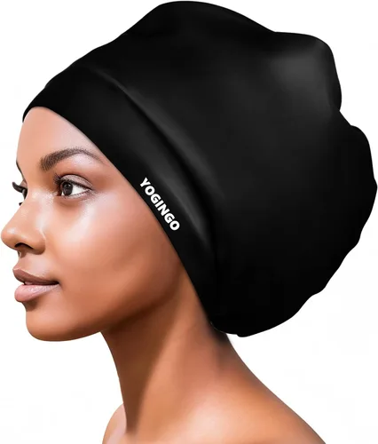 Vista 10 de Gorro de natación extra grande para mujeres y hombres, adultos, jóvenes, gorro de natación de silicona impermeable para cabello muy largo, cabello