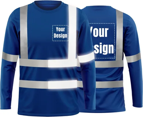 Vista 13 de La alta visibilidad reflexiva de las camisetas de la seguridad del logotipo de encargo Hola Vis de Verde neón
