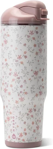 Vista 24 de HydroJug Ease2o - Botella de agua aislada de 24 onzas, tapa con popote y Duna