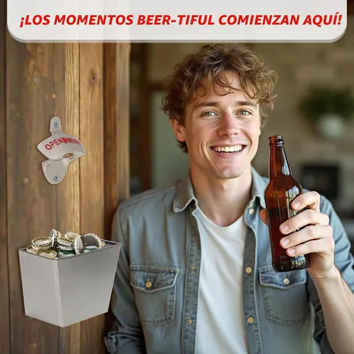 Vista 3 de kilofly 2 juegos de abrebotellas de cerveza tapa colector cubo hombre cueva regalo montado en la pared