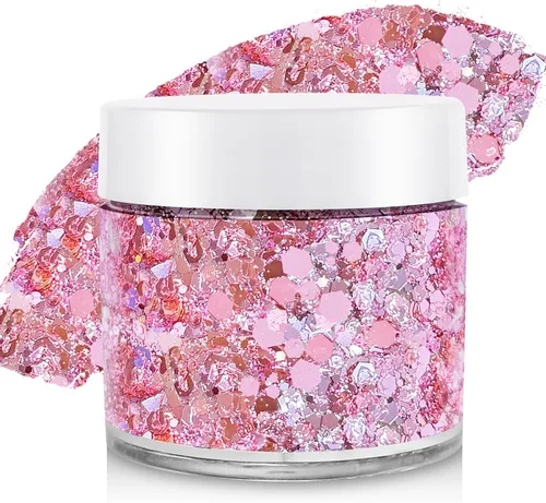 Vista 17 de Gel de purpurina blanca para la cara, purpurina corporal de sirena, festival, rave, carnaval, Halloween, cabello, lentejuelas para el cabello