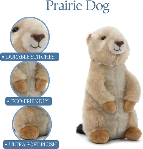 Vista 9 de The Petting Zoo Prairie - Peluche de perro de la pradera, regalos para niños, animales salvajes de la vida silvestre, juguete de peluche de perro