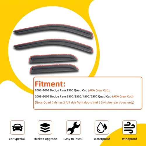 Vista 59 de Protectores de lluvia compatibles con Chevy/GMC C/K Extended Cab 1988