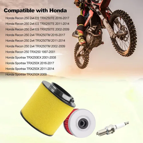 Vista 6 de 17254-HM8-000 Filtro de aire y filtro de aceite y bujía compatible con Honda Recon 250 TRX250 TRX250TE TRX250TM Sportrax TRX250EX TRX250X ATV