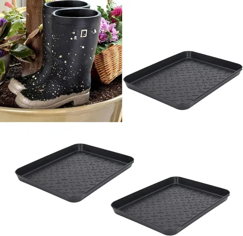 Vista 5 de TREETDOBV Bandeja para botas para todo tipo de clima, bandeja para botas para entrada interior, bandeja impermeable para zapatos con borde elevado