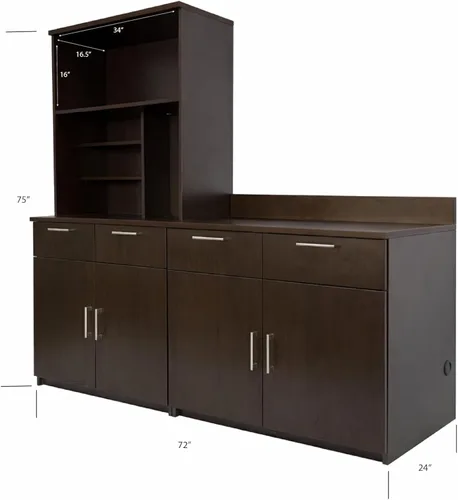 Vista 4 de BREAKtime Armario para microondas con almacenamiento de base de 2 puertas, gabinete de oficina comercial, totalmente montado, 72 pulgadas de ancho x