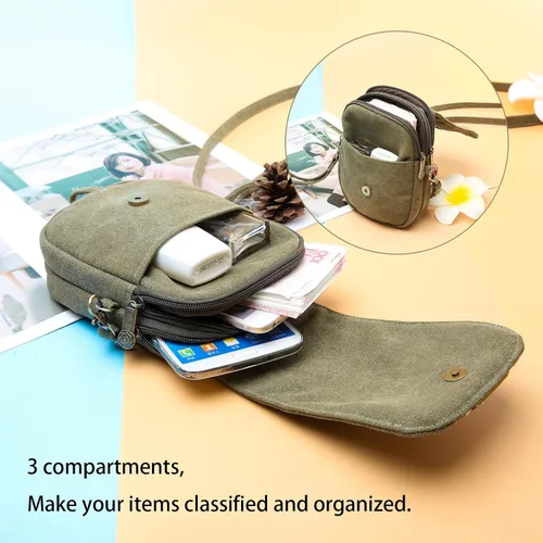 Vista 4 de Goodhan Bolsa cruzada de lona bordada para teléfono celular, monedero para mujer