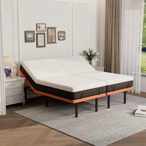 Vista 27 de ESHINE - Base de cama ajustable individual XL con colchón + colchón de espuma viscoelástica de gel de 8 pulgadas (firmeza media), control por