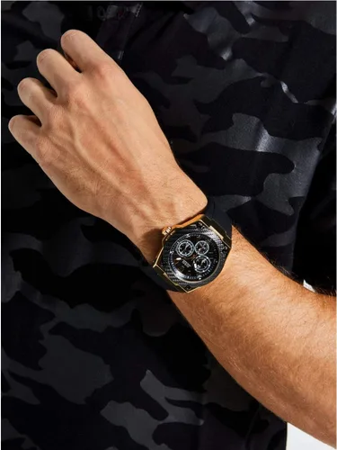 Vista 2 de GUESS Men Stainless Steel Quartz Watch with Silicone Strap