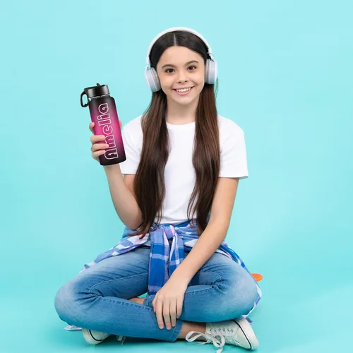 Vista 7 de Botellas de agua personalizadas con nombre, botella de agua de acero inoxidable con aislamiento de doble cara con pajilla, termo personalizado
