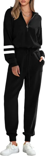 Vista 106 de PRETTYGARDEN Conjunto de suéter de 2 piezas para mujer, sudadera con cremallera, pantalones deportivos, ropa casual