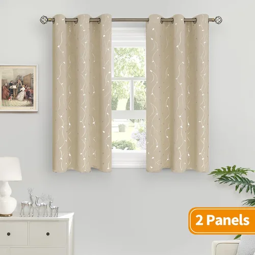 Vista 2 de BGment Cortinas cortas de oscurecimiento de habitación de 45 pulgadas de largo para ventanas pequeñas, cortinas con aislamiento térmico con ojales