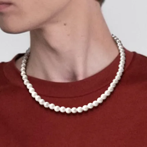Vista 3 de Collar de perlas para hombre collar de perlas blancas para mujer collar redondo de perlas joyería de perlas Cuenta Cuenta