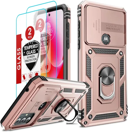 Vista 170 de LeYi Funda para Moto G Stylus 2022 4G (no compatible con 5G), funda para Moto G Stylus con 2 protectores de pantalla, funda protectora de grado Oro