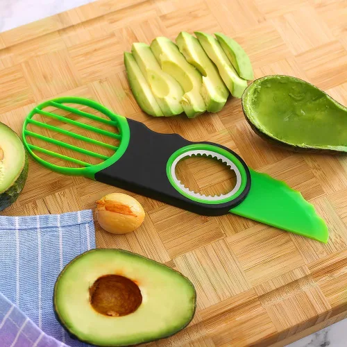Vista 5 de Cortador de aguacate 3 en 1, apto para lavavajillas (verde)
