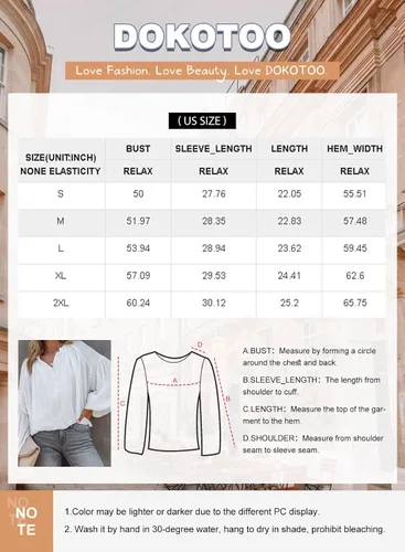 Vista 6 de Dokotoo Camisas de manga larga con cuello en V para mujer con botones