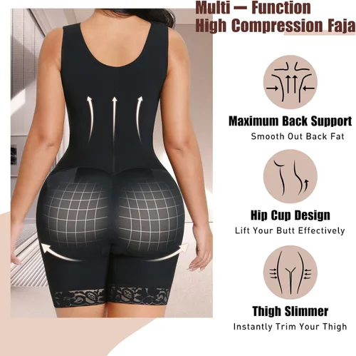 Vista 2 de FeelinGirl Tummy Control Faja Colombianas Full Body Shaper Butt Lifter Thigh Slimmer Post Surgery Compression Bodysuit
