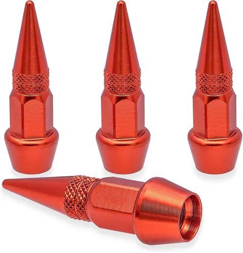 Vista 84 de 4 piezas de tapas de válvula de neumático con estilo púas, cubiertas de válvula de neumático universales de aleación de aluminio a prueba de polvo