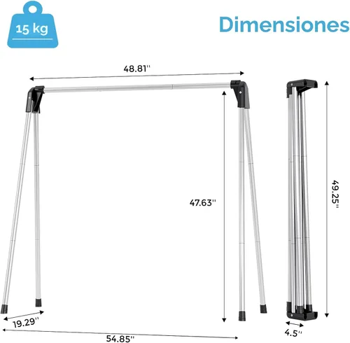 Vista 4 de APEXCHASER Tendedero plegable para ropa portátil, 48 pulgadas de alto